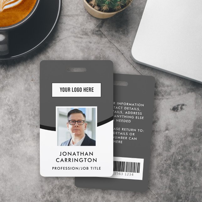 Grey Employee ID Logo Photo Barcode Badge ID Badge (Creator Uploaded)