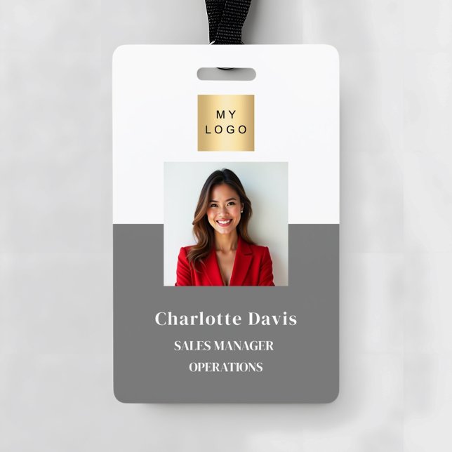 Grey employee photo ID company security ID Badge (Creator Uploaded)