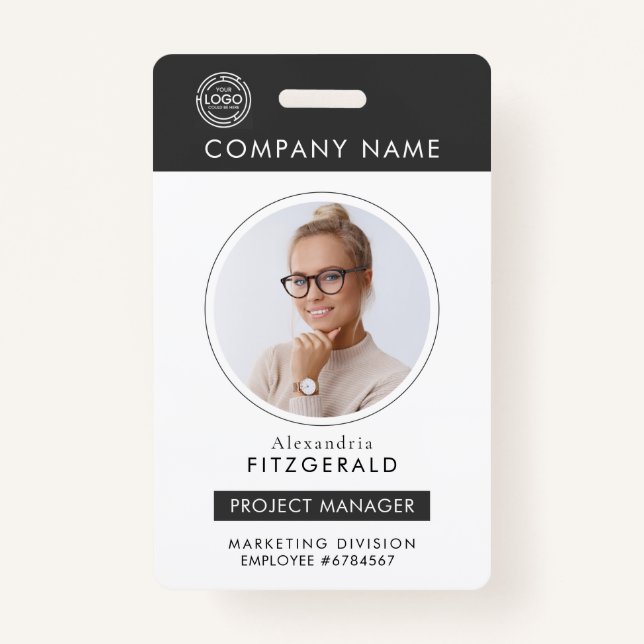 Grey | Employee Photo ID Company Security ID Badge (Front)