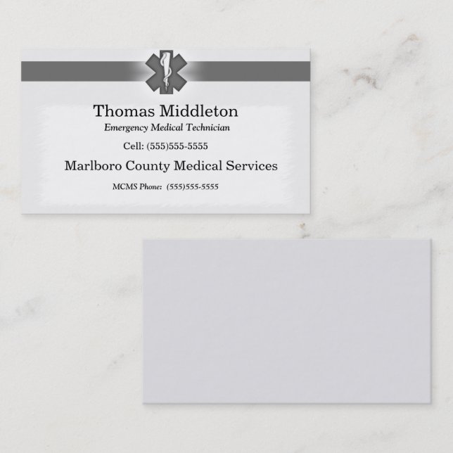 Grey EMS / EMT Contact Card (Front/Back)