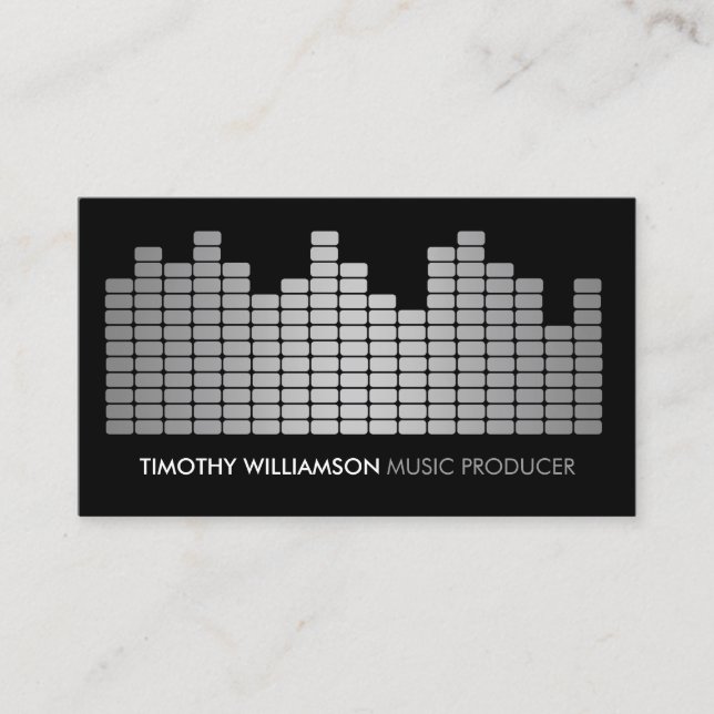 Grey Equalizer Musician, DJ, Band Business Card (Front)