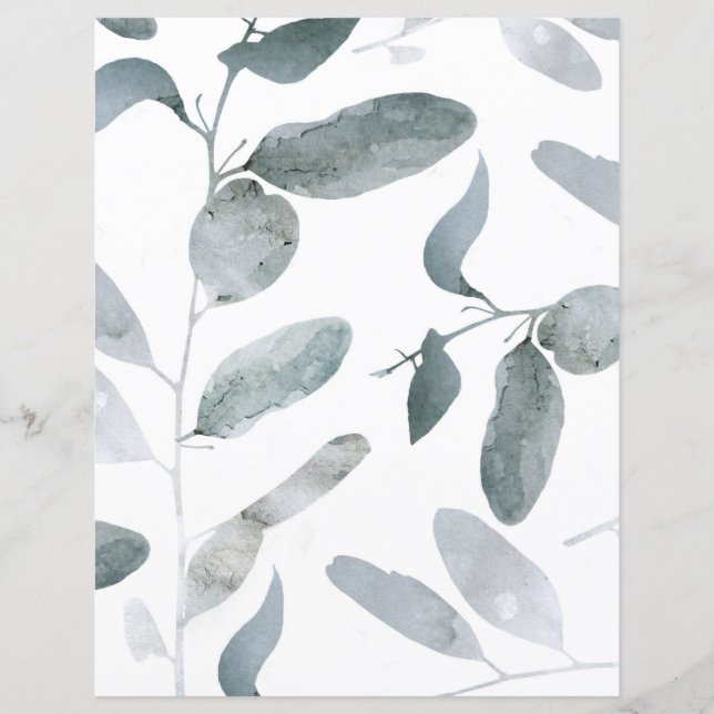 Grey Eucalyptus Branches Scrapbook Paper (Front)