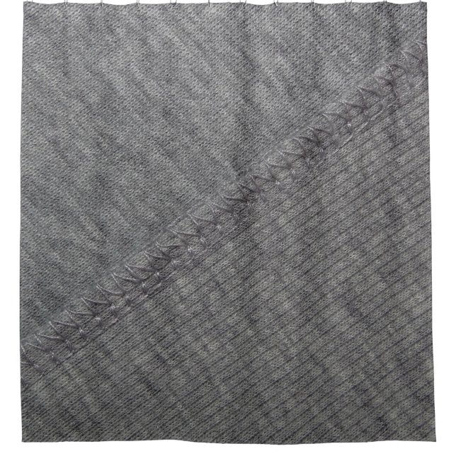 Grey fabric: abstract stitched texture. shower curtain (Front)