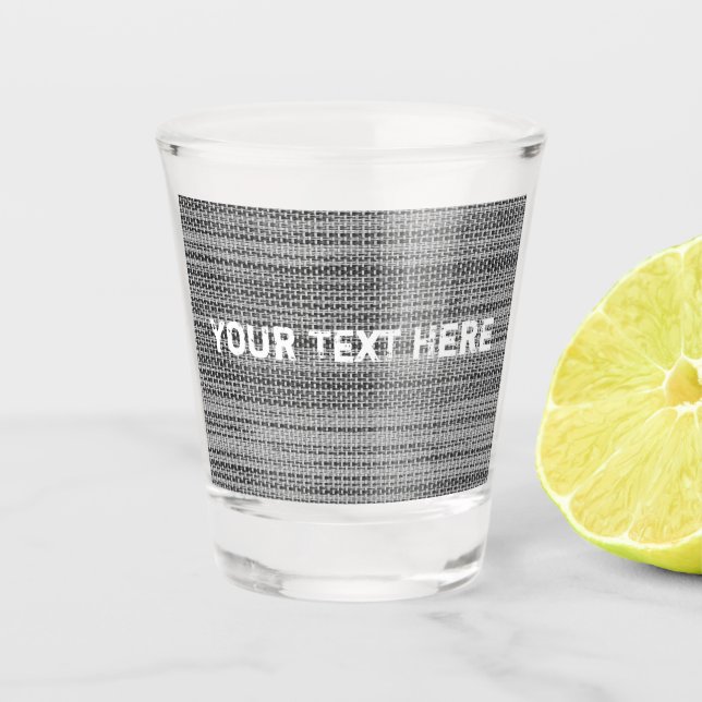 Grey Fabric Shot Glass with Custom Text (Front)