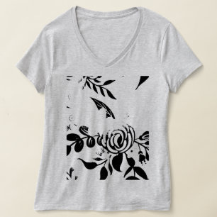 Grey Faded Floral Basic T-shirt, MEDIUM T-Shirt