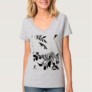 Grey Faded Floral Basic T-shirt, SMALL T-Shirt