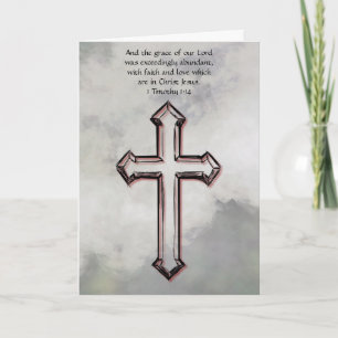 Grey Faith Cross Easter Bible Verse Card