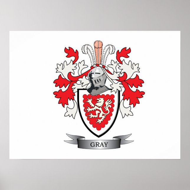 Grey Family Crest Coat of Arms Poster (Front)
