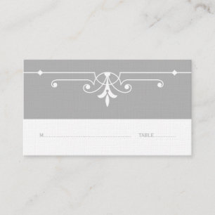 Grey Fancy Ornamental Place Card