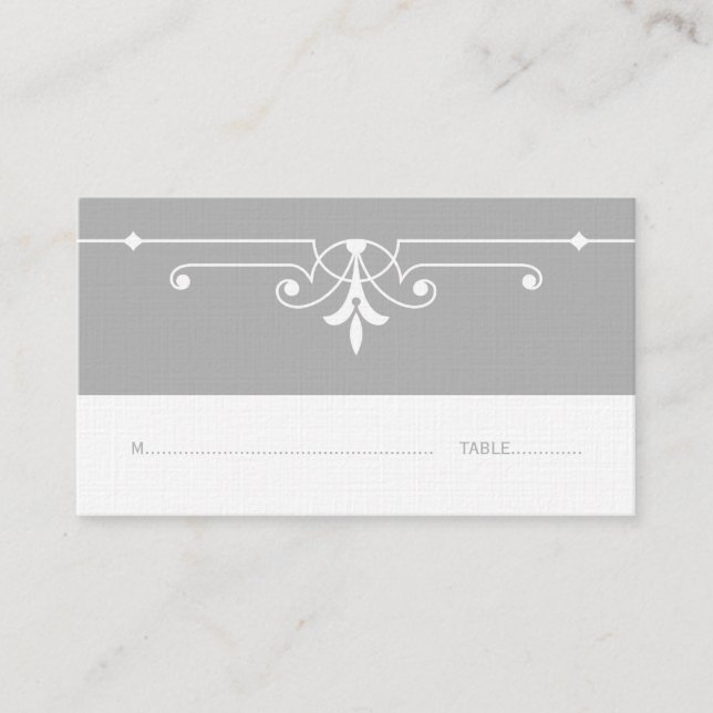 Grey Fancy Ornamental Place Card (Front)