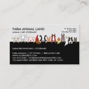 Grey Farm Animal Appointment Visit Veterinarian Business Card