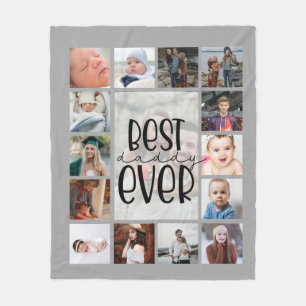 Grey fathers day photo collage Fleece Blanket