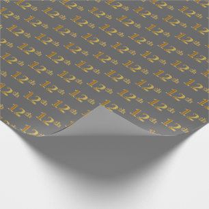 Grey, Faux Gold 12th (Twelfth) Event Wrapping Paper