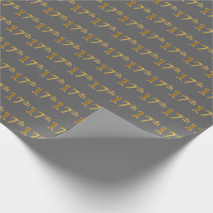 Grey, Faux Gold 17th (Seventeenth) Event Wrapping Paper