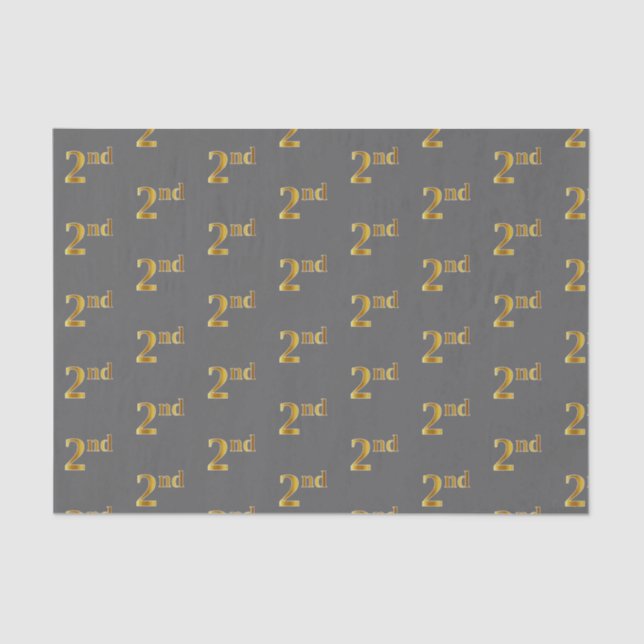 Grey, Faux Gold 2nd (Second) Event Tissue Paper (Front)