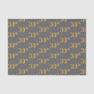 Grey, Faux Gold 30th (Thirtieth) Event Tissue Paper