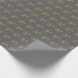 Grey, Faux Gold 3rd (Third) Event Wrapping Paper