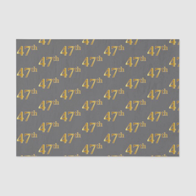 Grey, Faux Gold 47th (Forty-Seventh) Event Tissue Paper (Front)