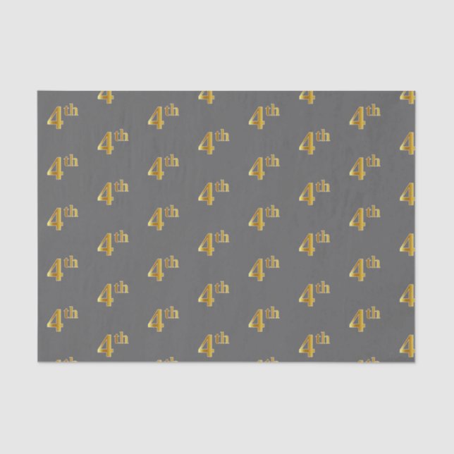 Grey, Faux Gold 4th (Fourth) Event Tissue Paper (Front)