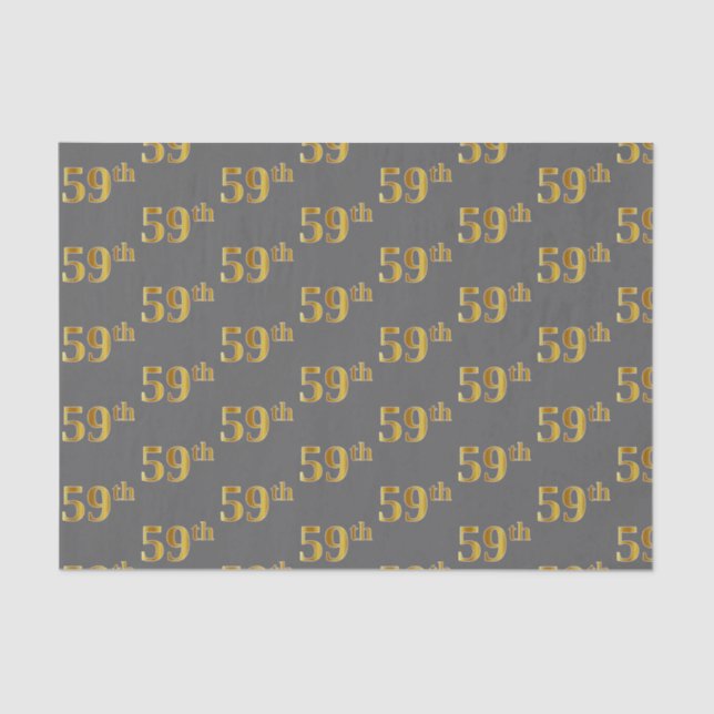 Grey, Faux Gold 59th (Fifty-Ninth) Event Tissue Paper (Front)