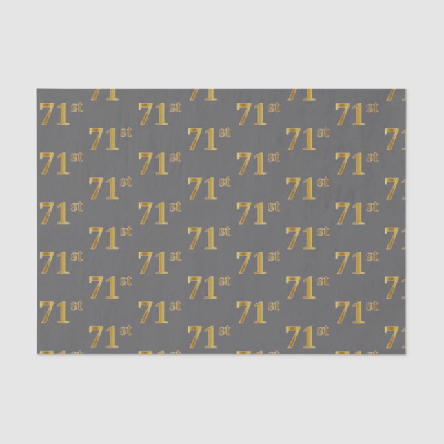 Grey, Faux Gold 71st (Seventy-First) Event Tissue Paper (Front)