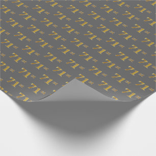 Grey, Faux Gold 71st (Seventy-First) Event Wrapping Paper