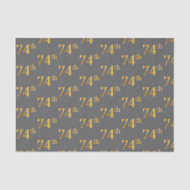 Grey, Faux Gold 74th (Seventy-Fourth) Event Tissue Paper (Front)