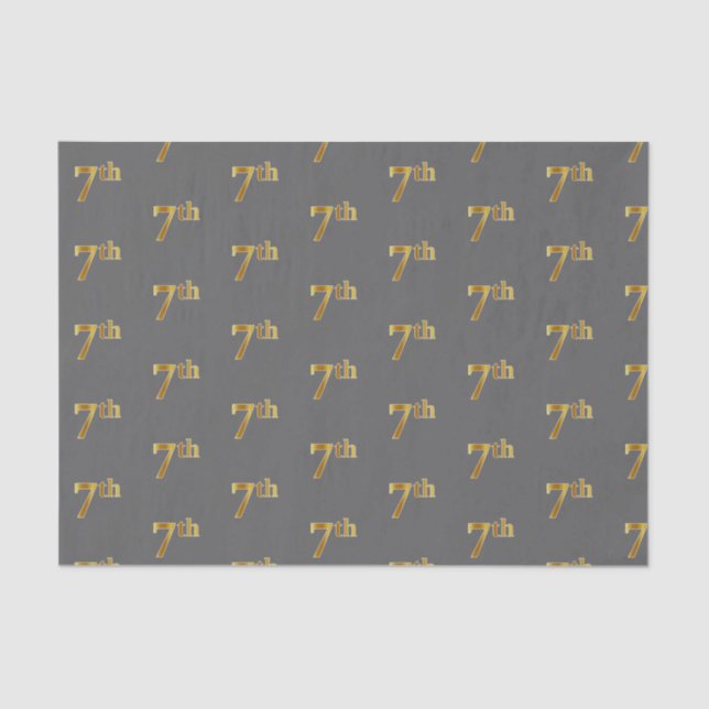 Grey, Faux Gold 7th (Seventh) Event Tissue Paper (Front)