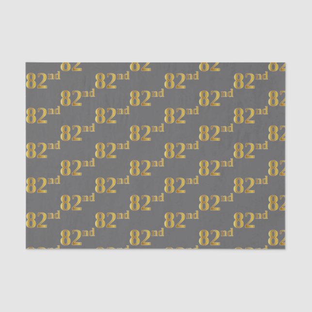 Grey, Faux Gold 82nd (Eighty-Second) Event Tissue Paper (Front)