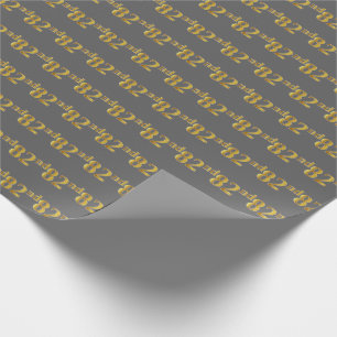 Grey, Faux Gold 82nd (Eighty-Second) Event Wrapping Paper