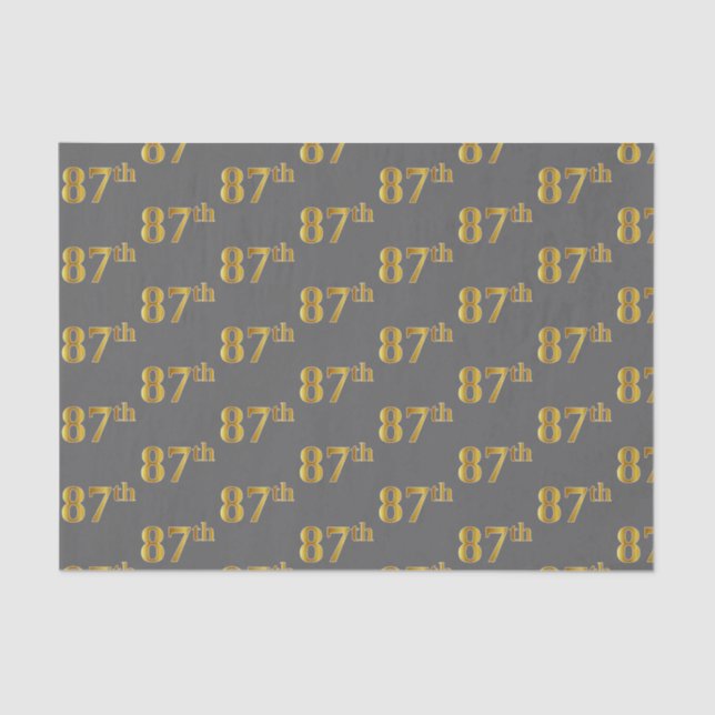 Grey, Faux Gold 87th (Eighty-Seventh) Event Tissue Paper (Front)