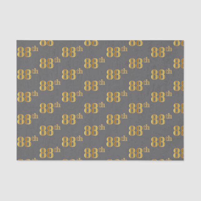 Grey, Faux Gold 88th (Eighty-Eighth) Event Tissue Paper (Front)
