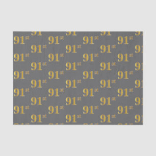Grey, Faux Gold 91st (Ninety-First) Event Tissue Paper