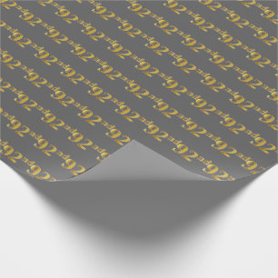 Grey, Faux Gold 92nd (Ninety-Second) Event Wrapping Paper