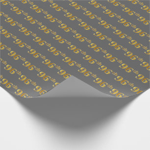 Grey, Faux Gold 96th (Ninety-Sixth) Event Wrapping Paper
