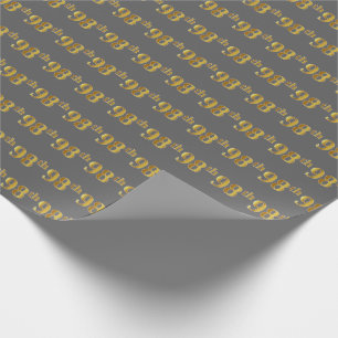 Grey, Faux Gold 98th (Ninety-Eighth) Event Wrapping Paper