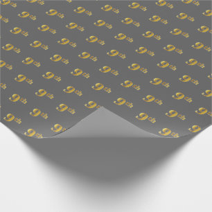 Grey, Faux Gold 9th (Ninth) Event Wrapping Paper