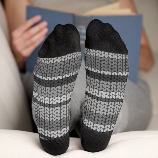 Grey faux knitted pattern socks (Bottom)