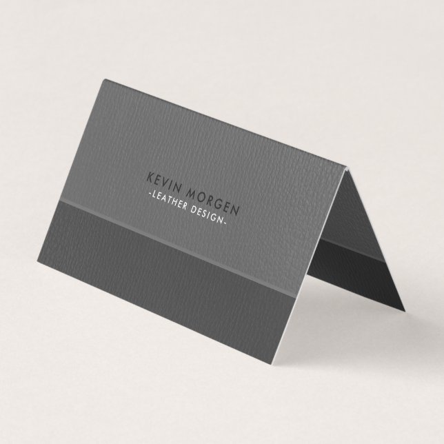 Grey Faux Leather Business Card (Front)
