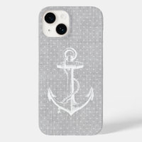 Grey Faux Linen Vintage Anchor