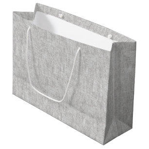 Grey Faux Linen Wedding Large Gift Bag