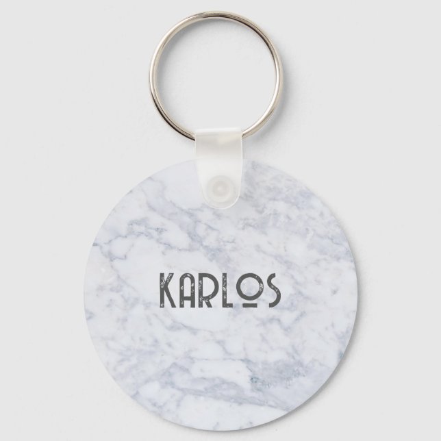 Grey faux marble background 2 key ring (Front)