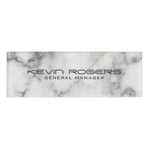 Grey Faux Marble Print Name Tag