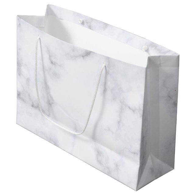 Grey faux marble texture large gift bag (Front Angled)