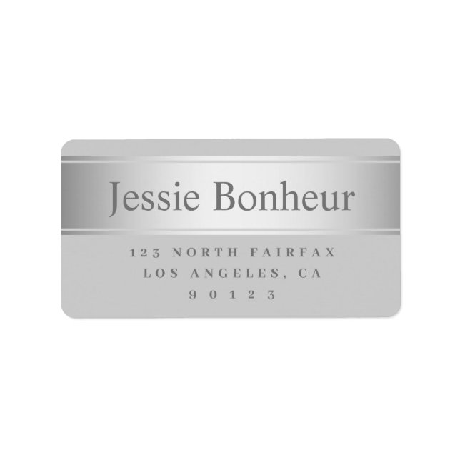 Grey & Faux Silver Look Return Address Labels (Front)
