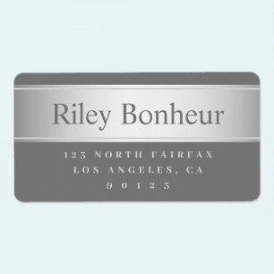 Grey & Faux Silver Look Return Address Labels