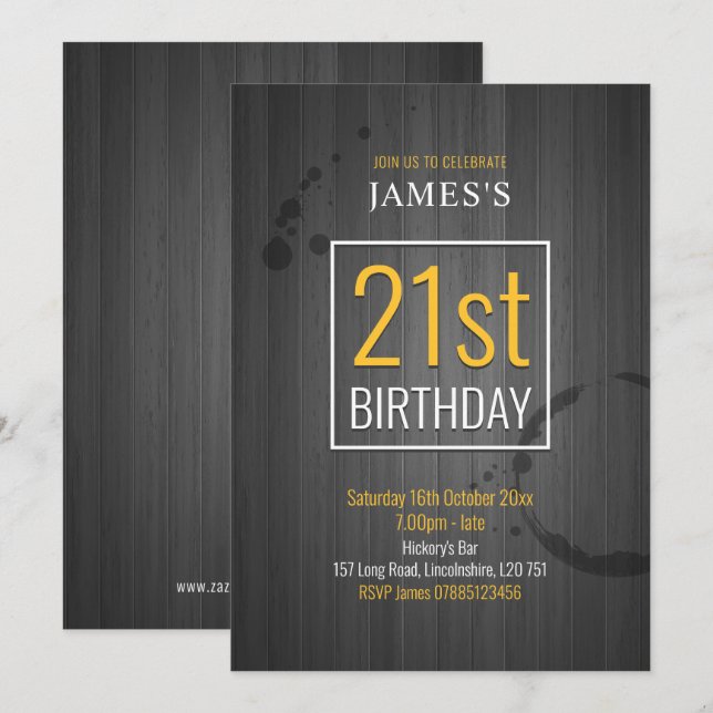 Grey Faux Wood Invitation (Front/Back)