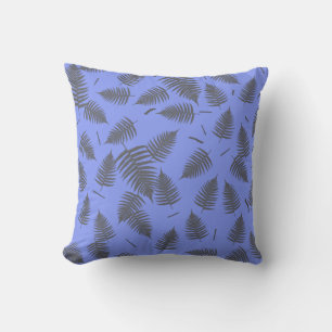 Grey Fern Plant Leaf Pattern Cushion Throw Pillow