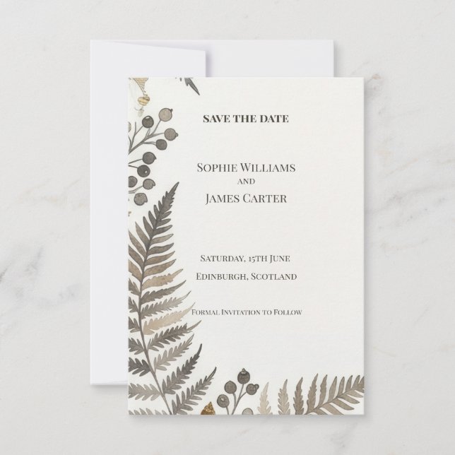 Grey Fern Save The Date Card (Front)
