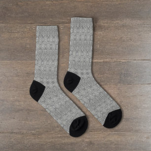 Grey fibrous textile octopus seeds patterned socks